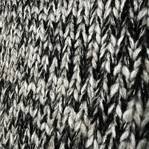 bebe Marled Black, Gray & White Chunky Knit Cowl Sweater - Picture 3 of 4